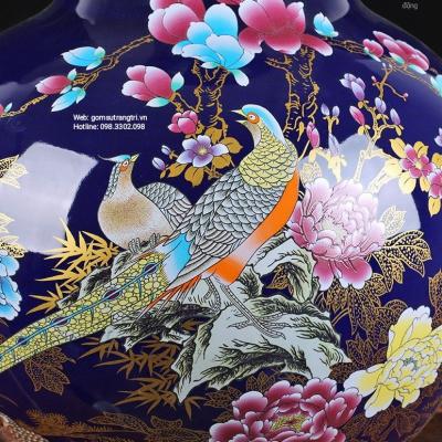 Bình Họa Tiết Chim Công - Tứ Quý